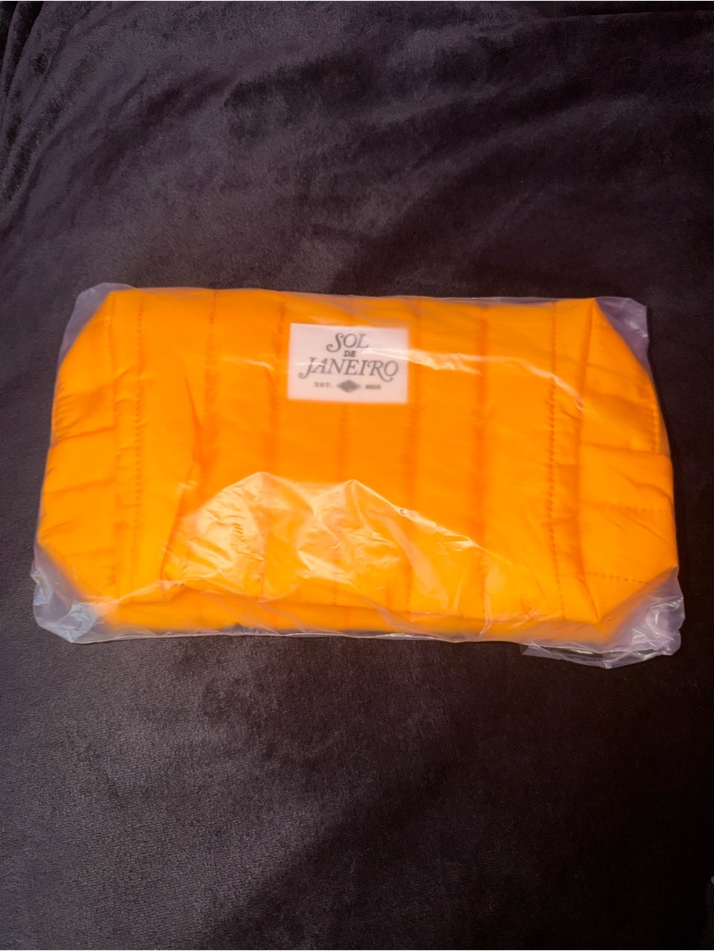 Sol de Janeiro Orange Quilted Cosmetic Makeup Bag Brand New